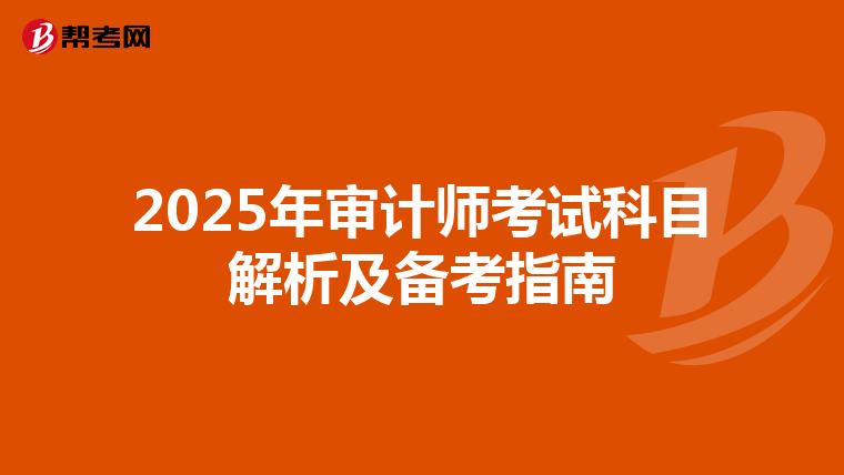 2025年审计师考试科目解析及备考指南