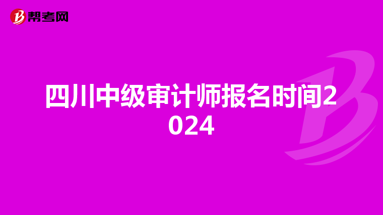 四川中级审计师报名时间2024