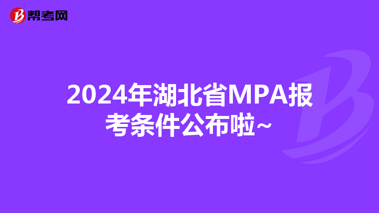 2024年湖北省MPA报考条件公布啦~