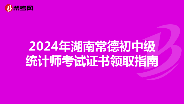 2024年湖南常德初中級統計師考試證書領取指南