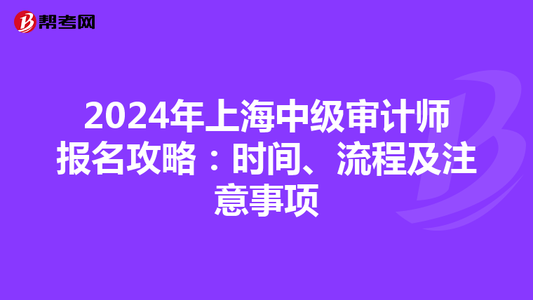 2024年上海中級審計(jì)師報(bào)名攻略:時(shí)間、流程及注意事項(xiàng)