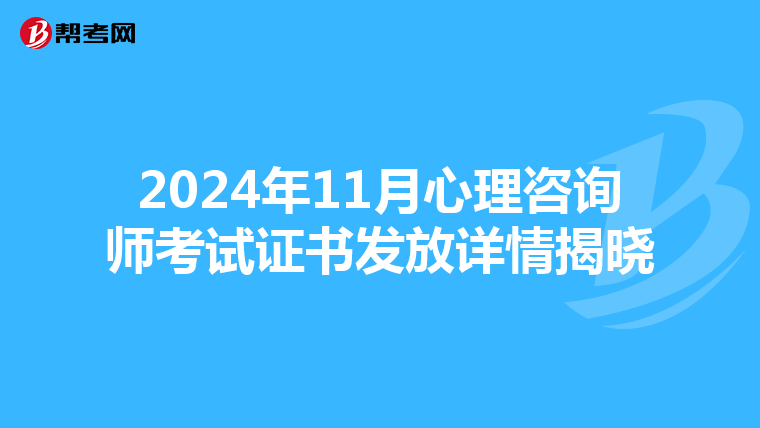 2024年11月心理咨询师考试证书发放详情揭晓
