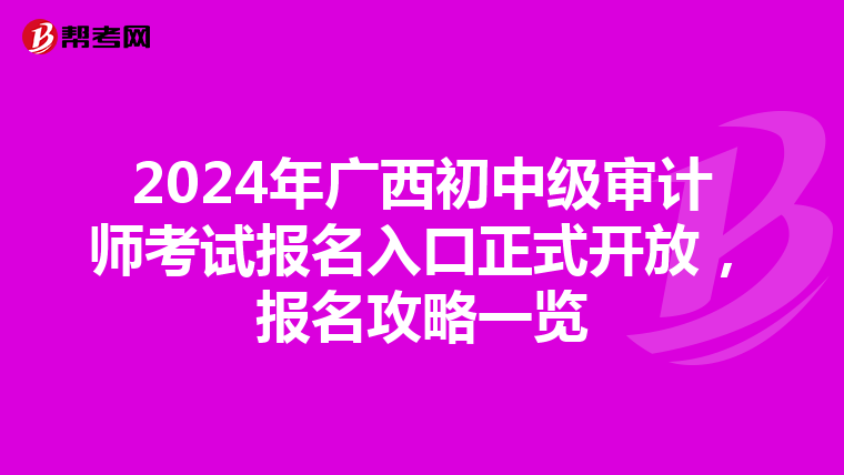 2024年广西初中级审计师考试报名入口正式开放，报名攻略一览