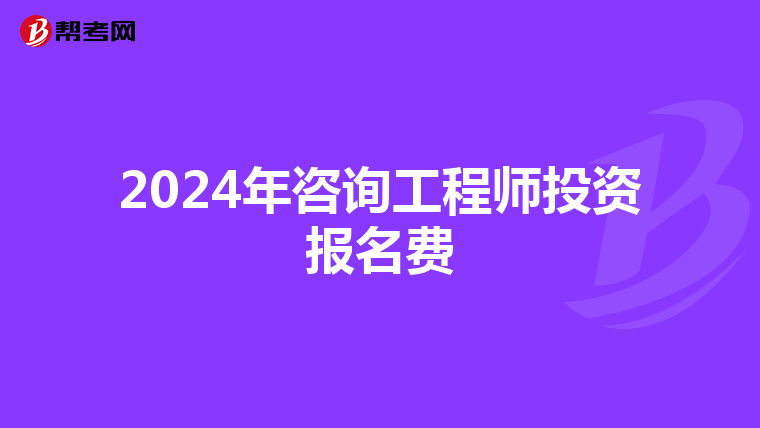 2024年咨询工程师投资报名费