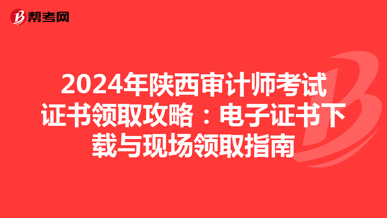 2024年陕西审计师考试证书领取攻略：电子证书下载与现场领取指南