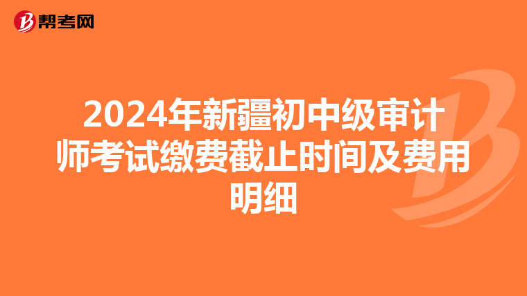 2024年新疆初中级审计师考试缴费截止时间及费用明细