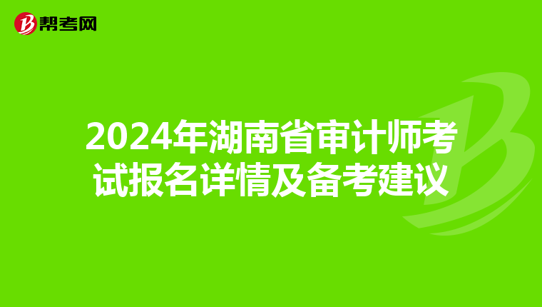 2024年湖南省审计师考试报名详情及备考建议