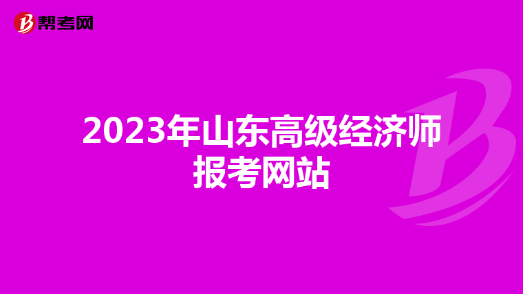 2023年山東高級(jí)經(jīng)濟(jì)師報(bào)考網(wǎng)站