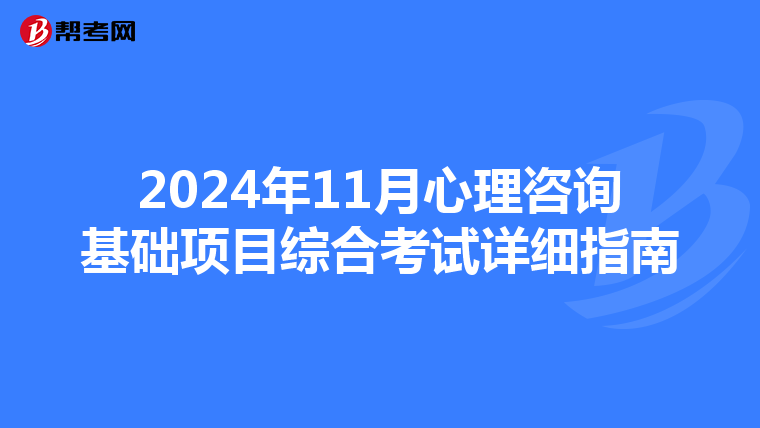 2024年11月心理咨询基础项目综合考试详细指南