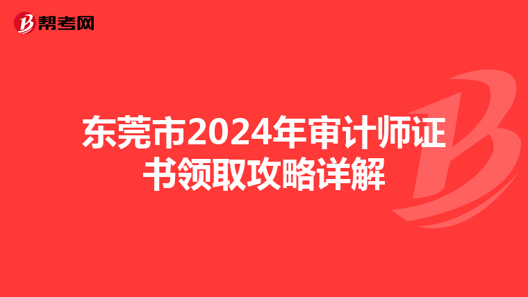 東莞市2024年審計師證書領取攻略詳解