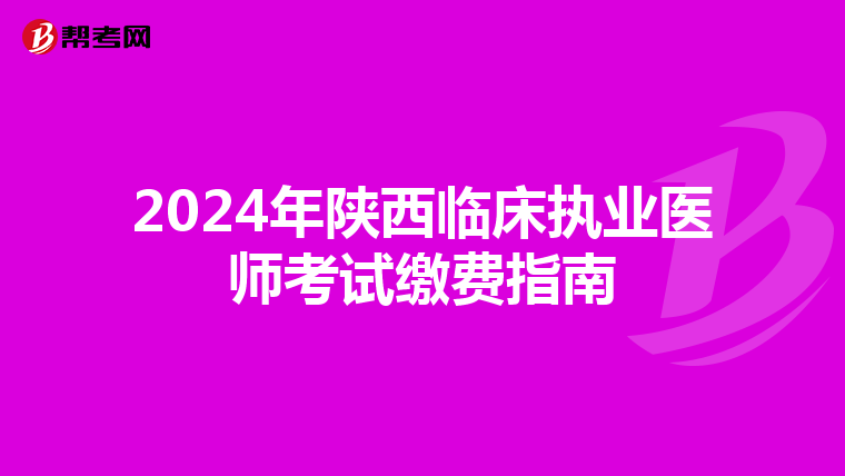 2024年陜西臨床執業醫師考試繳費指南