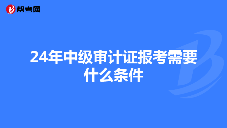 24年中级审计证报考需要什么条件