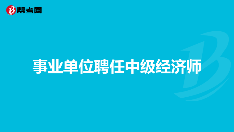 事业单位聘任中级经济师