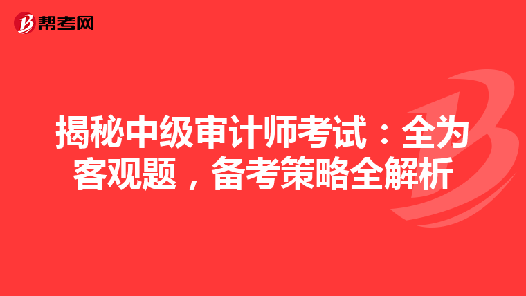 揭秘中级审计师考试：全为客观题，备考策略全解析
