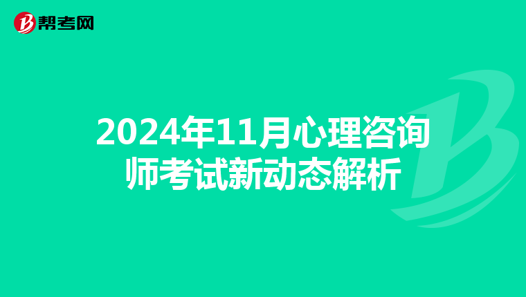 2024年11月心理咨询师考试新动态解析