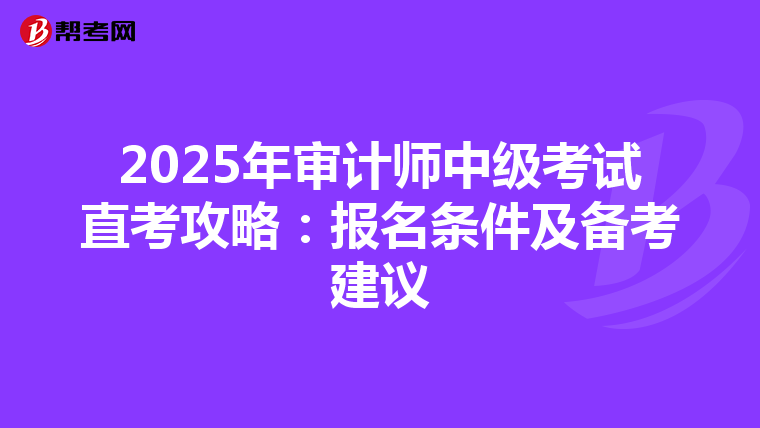 2025年审计师中级考试直考攻略：报名条件及备考建议