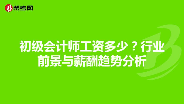 初级会计师工资多少?行业前景与薪酬趋势分析