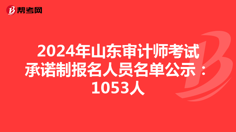 2024年山东审计师考试承诺制报名人员名单公示：1053人