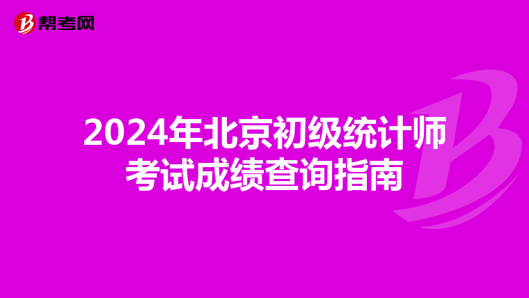 2024年北京初级统计师考试成绩查询指南