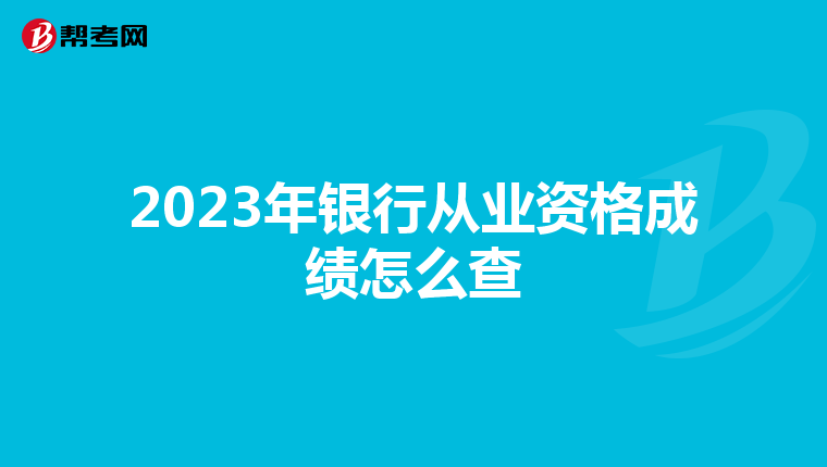 2023年银行从业资格成绩怎么查