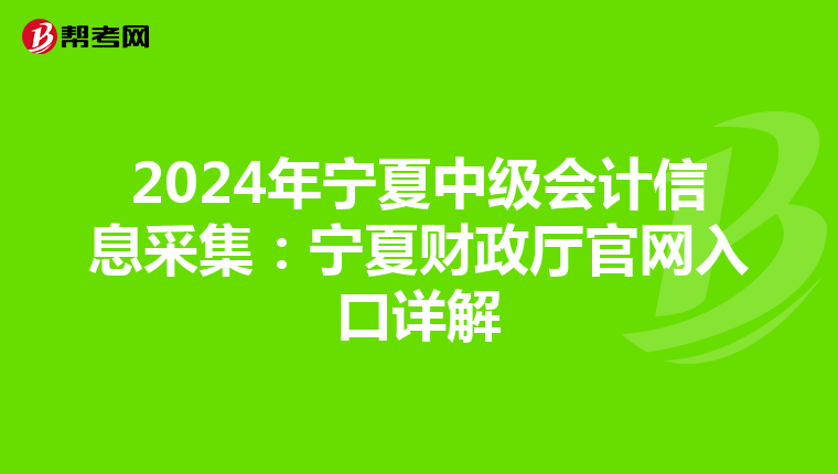 2024年宁夏中级会计信息采集：宁夏财政厅官网入口详解