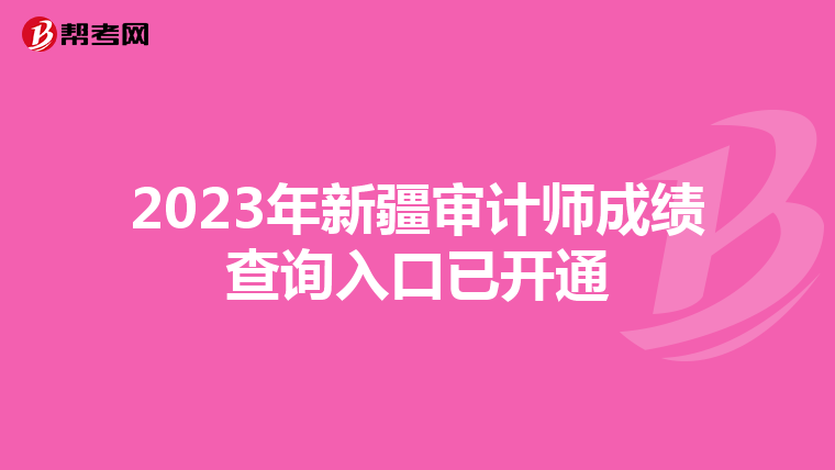 2023年新疆审计师成绩查询入口已开通