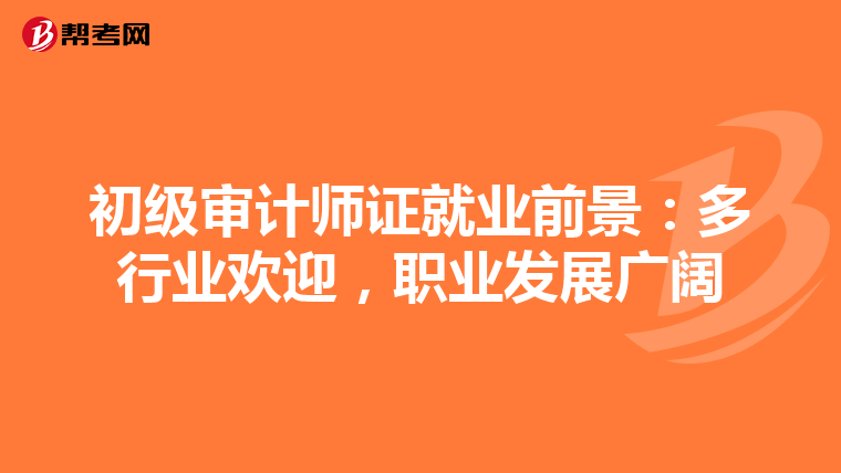 初級審計師證就業(yè)前景：多行業(yè)歡迎，職業(yè)發(fā)展廣闊