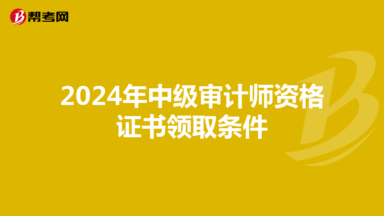 2024年中级审计师资格证书领取条件