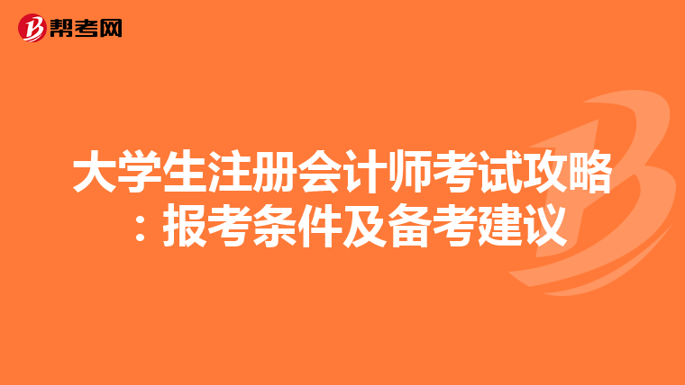 大學(xué)生注冊(cè)會(huì)計(jì)師考試攻略:報(bào)考條件及備考建議