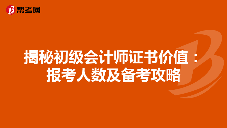 揭秘初级会计师证书价值：报考人数及备考攻略