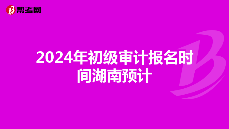 2024年初級審計報名時間湖南預計
