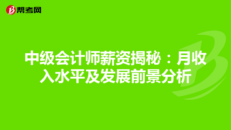 中级会计师薪资揭秘：月收入水平及发展前景分析