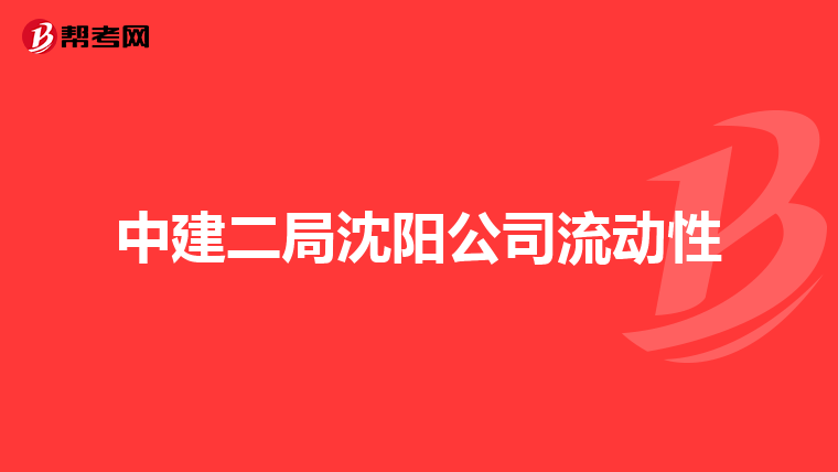 中建二局沈阳公司流动性