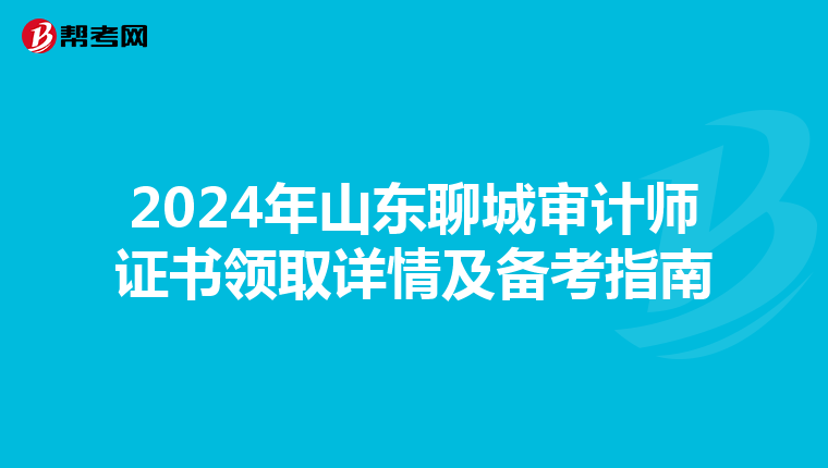 2024年山东聊城审计师证书领取详情及备考指南