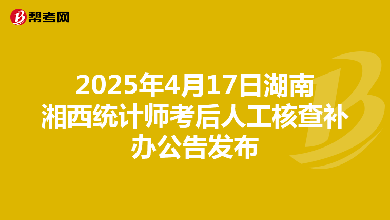 2025年4月17日湖南湘西統計師考后人工核查補辦公告發布