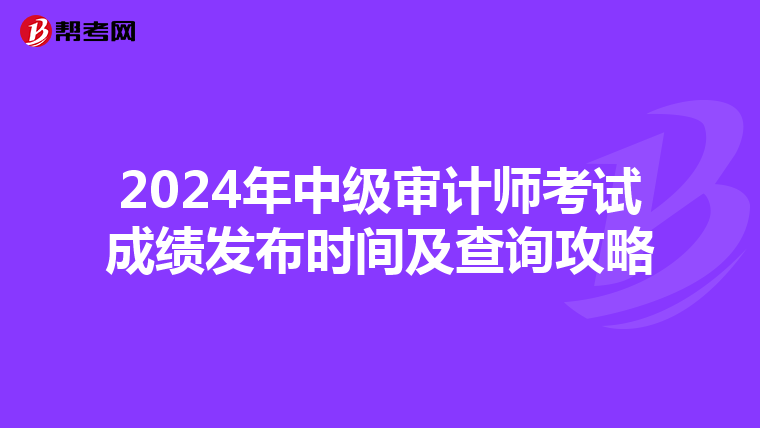 2024年中级审计师考试成绩发布时间及查询攻略