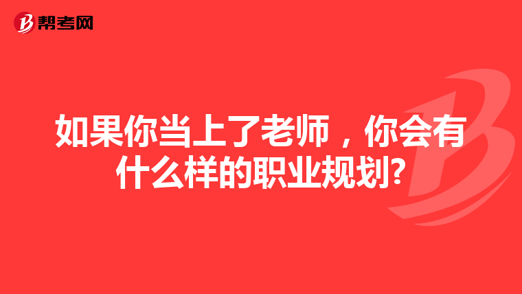 如果你当上了老师，你会有什么样的职业规划?