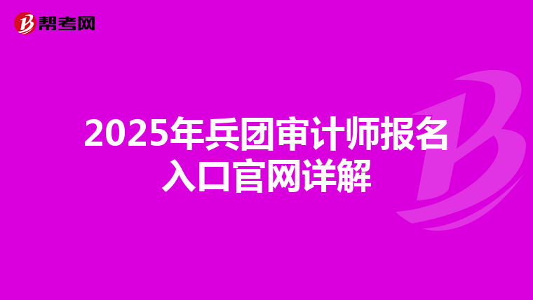 2025年兵团审计师报名入口官网详解