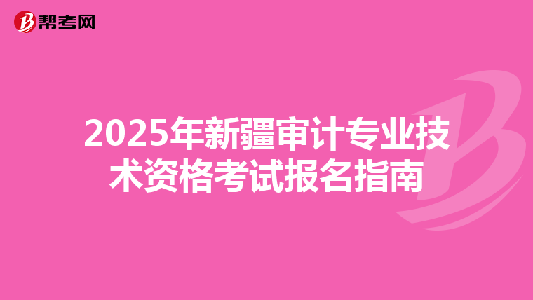 2025年新疆审计专业技术资格考试报名指南