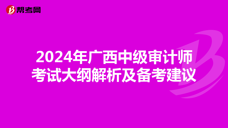 2024年广西中级审计师考试大纲解析及备考建议