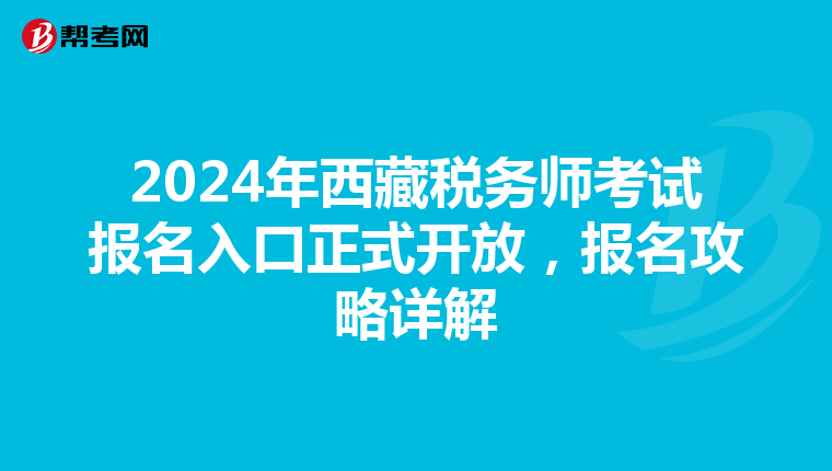 2024年西藏税务师考试报名入口正式开放，报名攻略详解