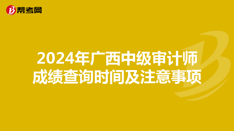 2024年广西中级审计师成绩查询时间及注意事项