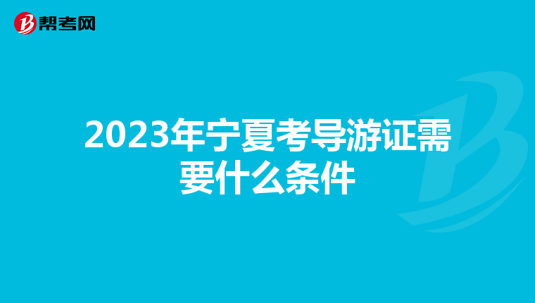 2023年宁夏考导游证需要什么条件
