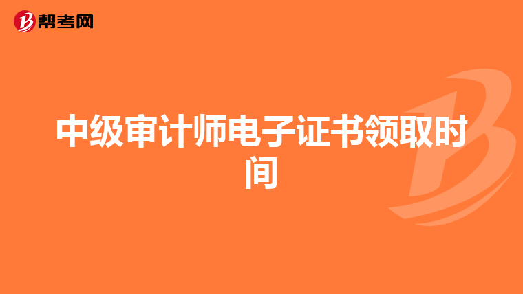 中级审计师电子证书领取时间