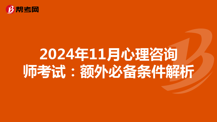 2024年11月心理咨询师考试：额外必备条件解析