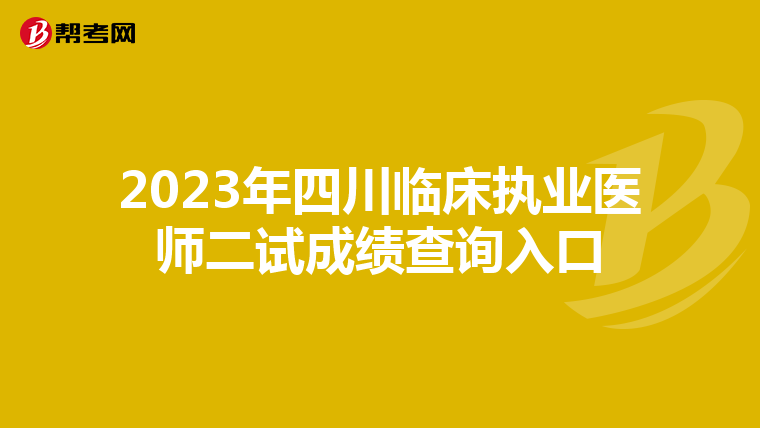 2023年四川临床执业医师二试成绩查询入口