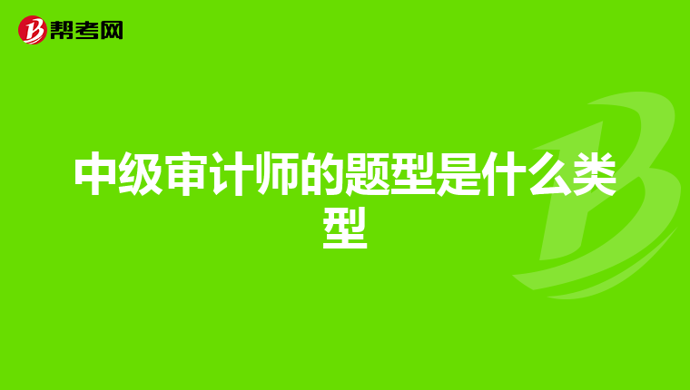 中级审计师的题型是什么类型