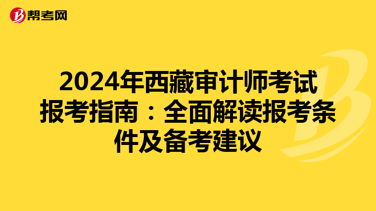 2024年西藏审计师考试报考指南：全面解读报考条件及备考建议
