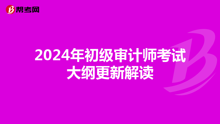 2024年初级审计师考试大纲更新解读
