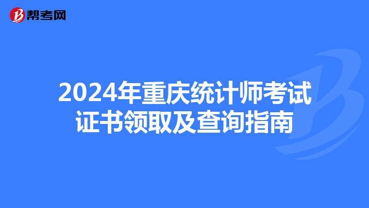 2024年重庆统计师考试证书领取及查询指南